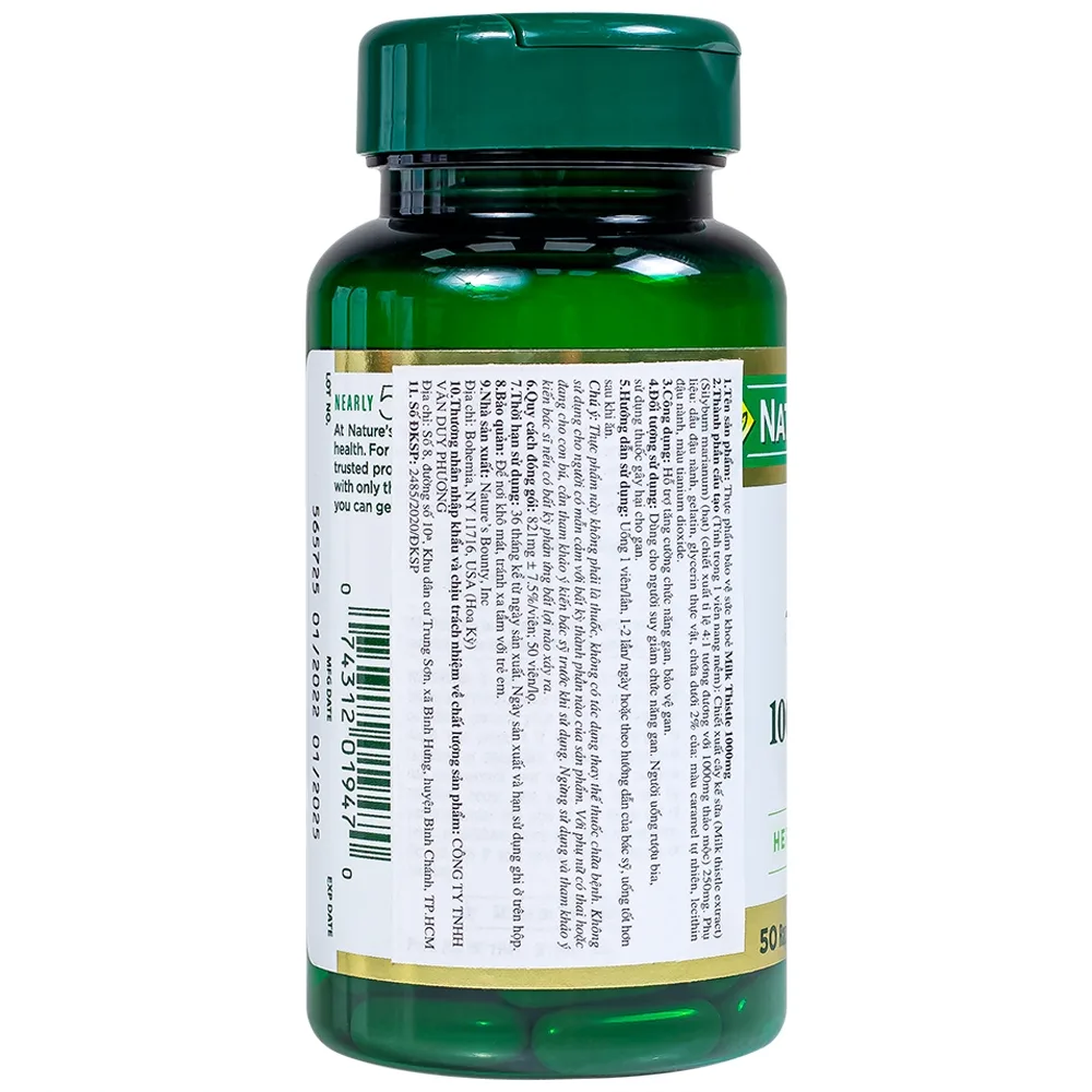 Hình ảnh Viên uống Milk Thistle Nature's Bounty hỗ trợ tăng cường chức năng gan, bảo vệ gan (50 viên)