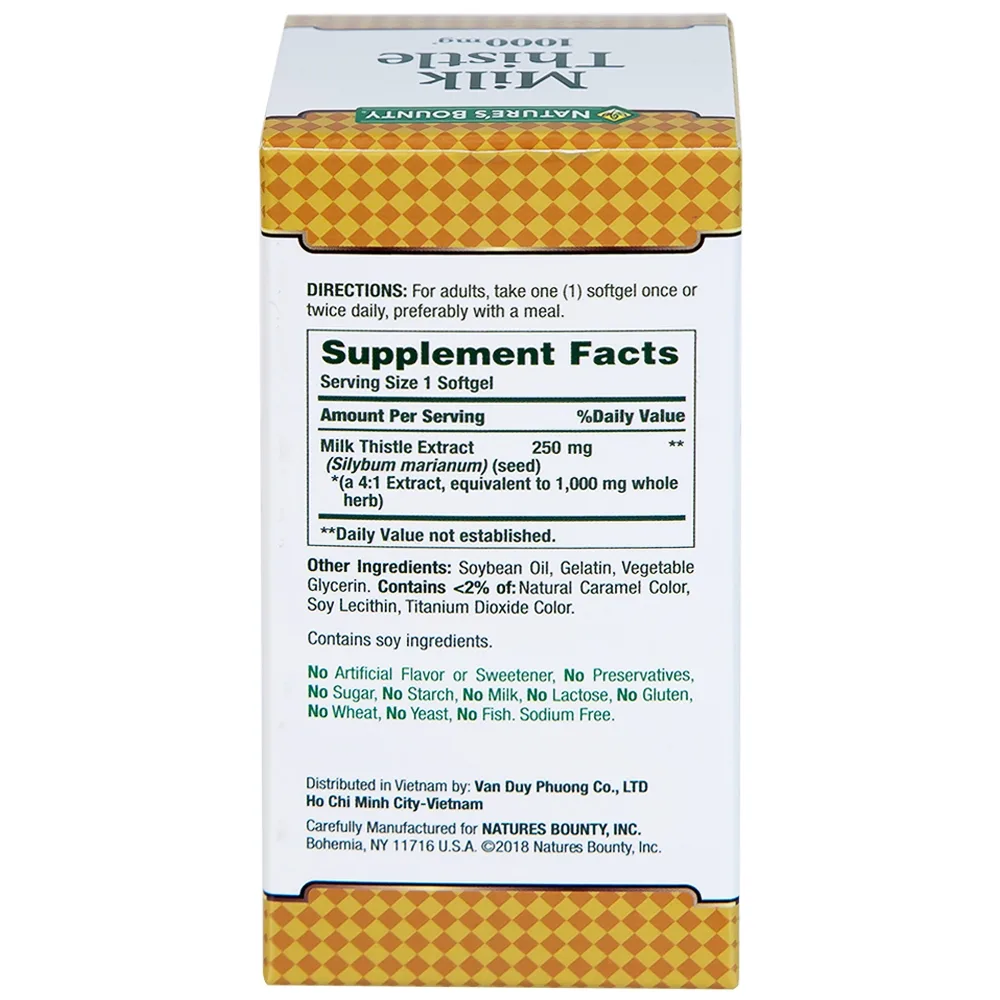 Hình ảnh Viên uống Milk Thistle Nature's Bounty hỗ trợ tăng cường chức năng gan, bảo vệ gan (50 viên)