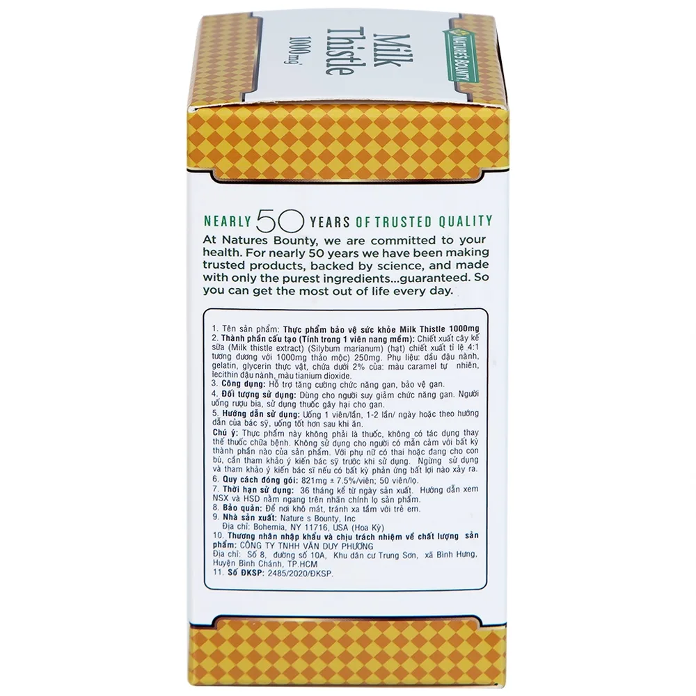 Hình ảnh Viên uống Milk Thistle Nature's Bounty hỗ trợ tăng cường chức năng gan, bảo vệ gan (50 viên)