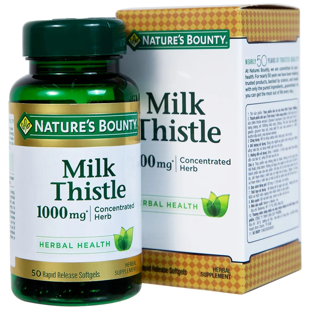Hình ảnh Viên uống Milk Thistle Nature's Bounty hỗ trợ tăng cường chức năng gan, bảo vệ gan (50 viên)