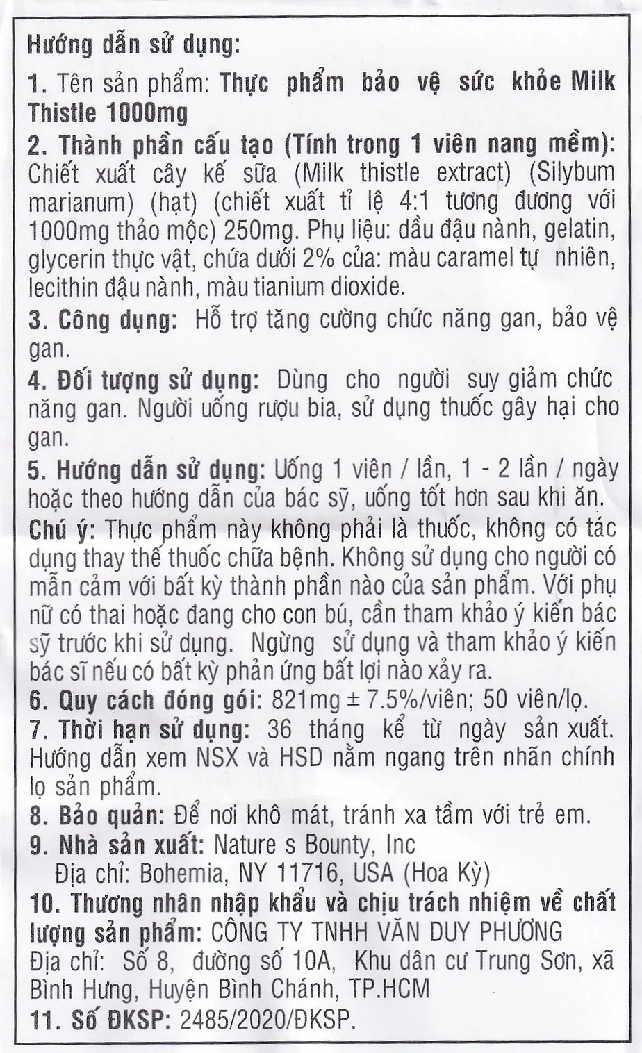 Hình ảnh Viên uống Milk Thistle Nature's Bounty hỗ trợ tăng cường chức năng gan, bảo vệ gan (50 viên)