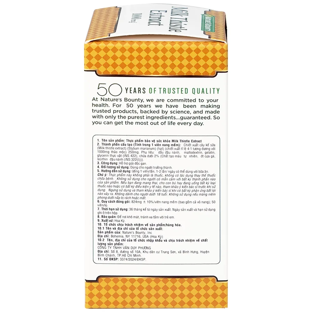 Hình ảnh Viên uống Milk Thistle Nature's Bounty hỗ trợ tăng cường chức năng gan, bảo vệ gan (50 viên)