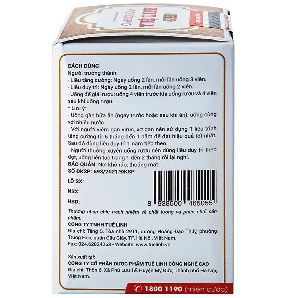 Hình ảnh Viên uống Tuệ Linh Plus hỗ trợ giải độc gan, tăng cường chức năng gan (60 viên)