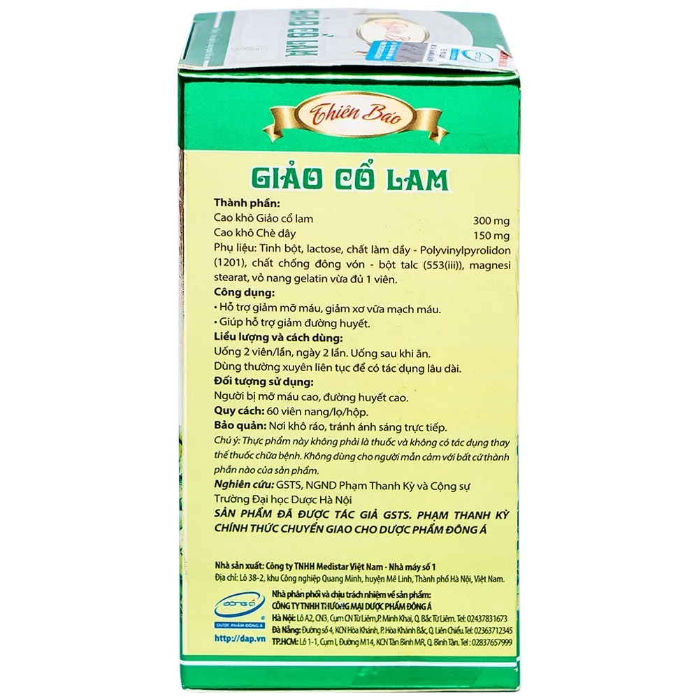 Hình ảnh Viên uống Giảo Cổ Lam Thiên Bảo hỗ trợ giảm mỡ máu, giảm đường huyết (60 viên)