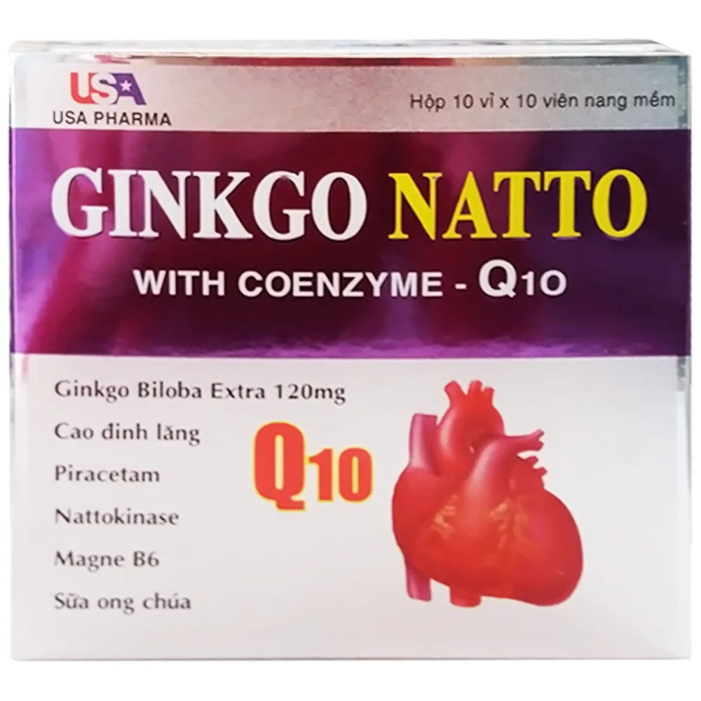 Hình ảnh Viên uống Ginkgo Natto With Coenzym Q10 120mg USA bổ sung dưỡng chất cho não (10 vỉ x 10 viên)