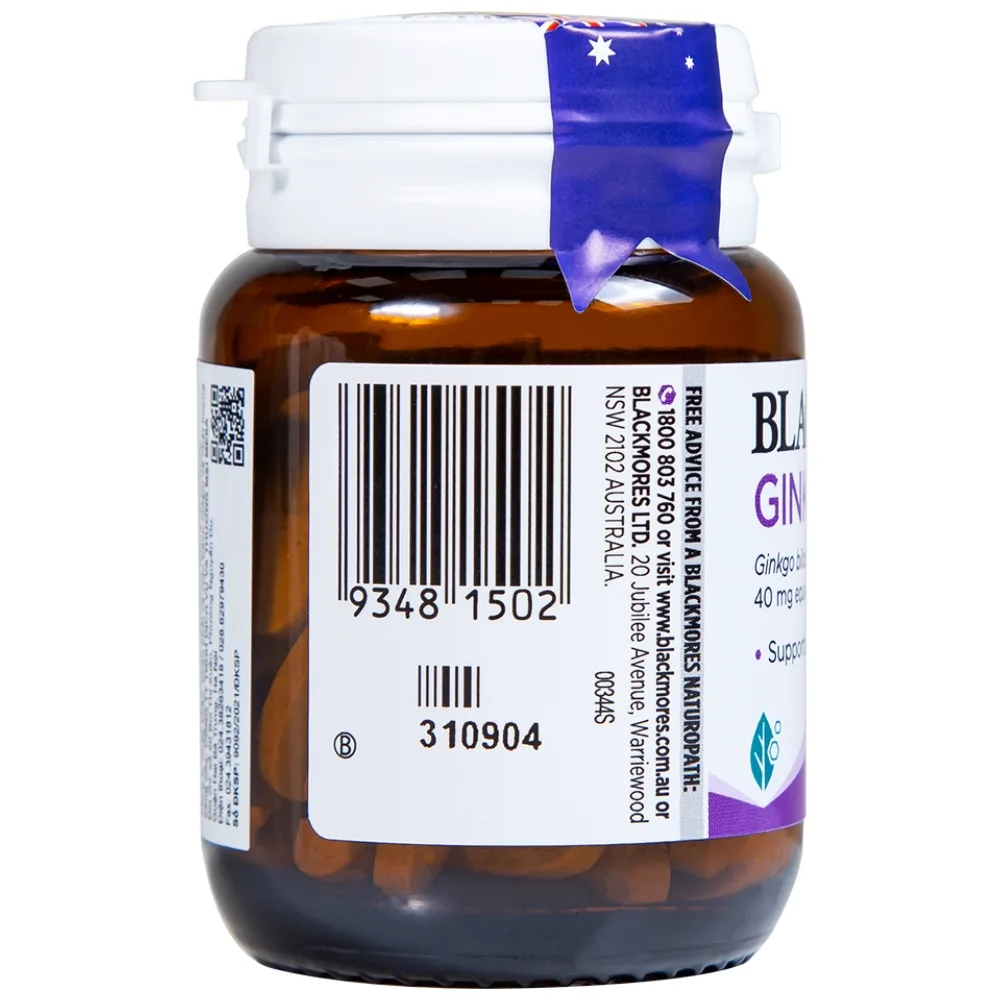 Hình ảnh Viên uống Blackmores Ginkgo Forte hỗ trợ tuần hoàn máu não (40 viên)