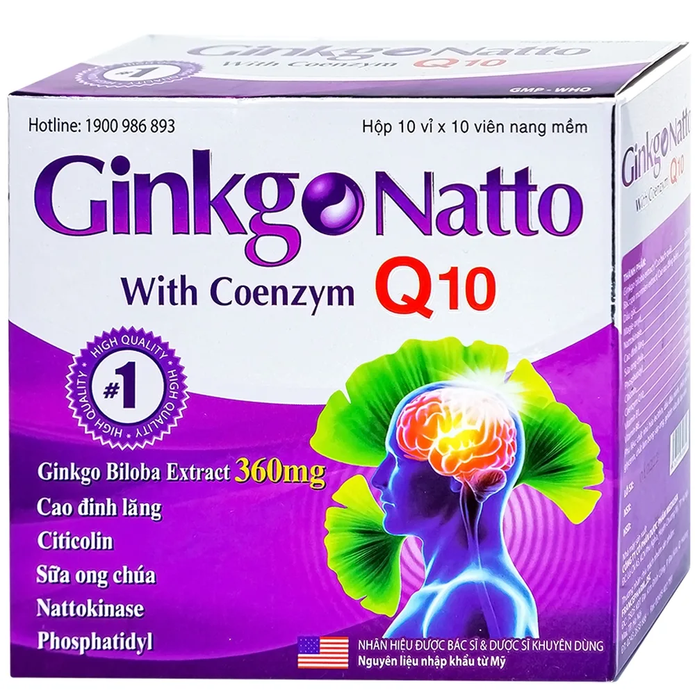 Hình ảnh Viên uống Ginkgo Natto With Coenzym Q10 360mg USA giúp tăng cường lưu thông máu (100 viên)