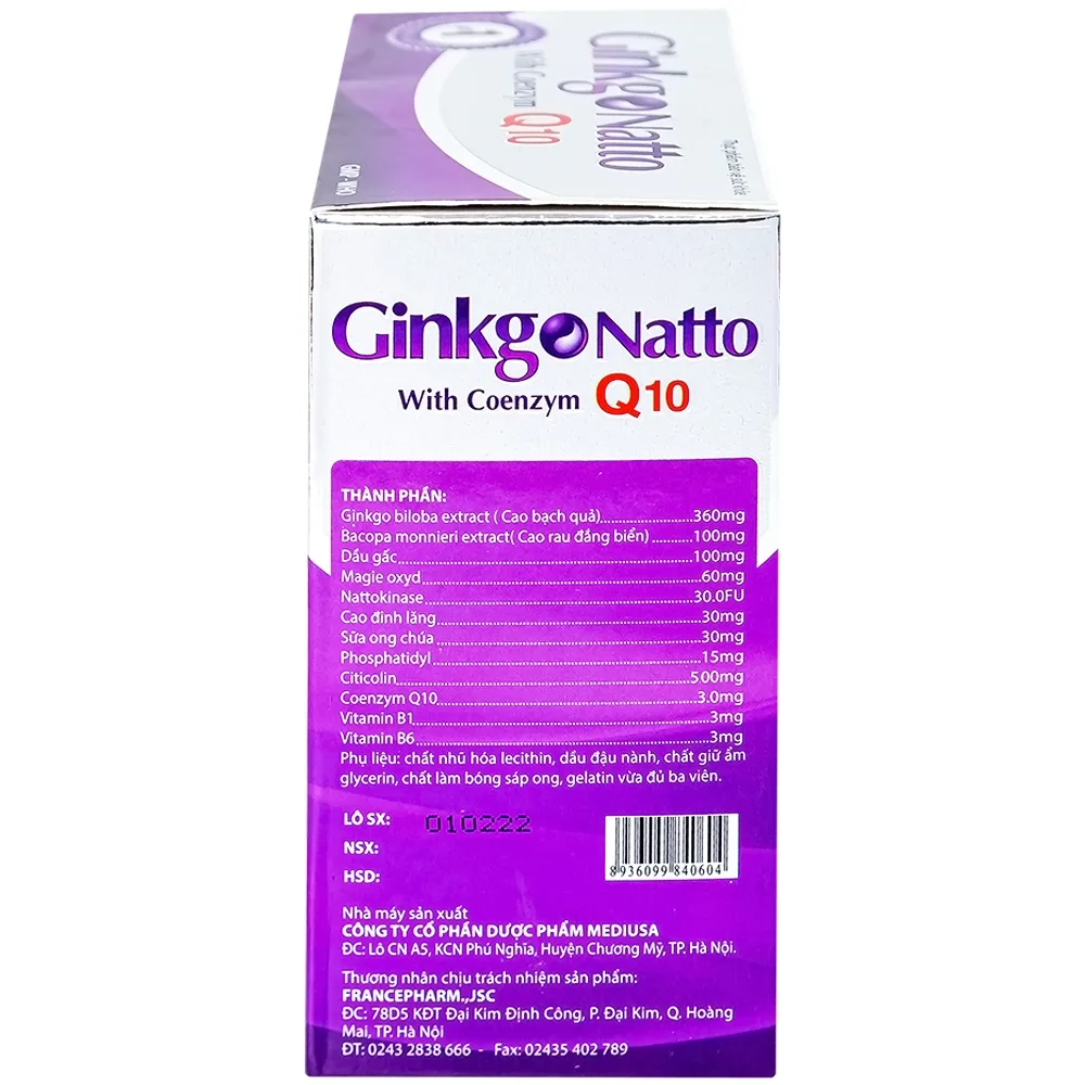 Hình ảnh Viên uống Ginkgo Natto With Coenzym Q10 360mg USA giúp tăng cường lưu thông máu (100 viên)