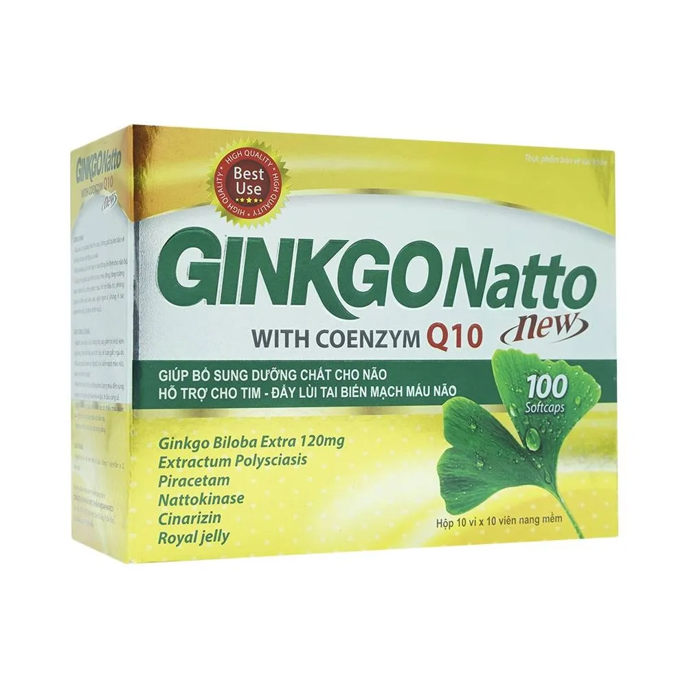 Hình ảnh Viên uống Ginkgo Natto With Coenzym Q10 New USA bổ sung dưỡng chất cho não (10 vỉ x 10 viên)