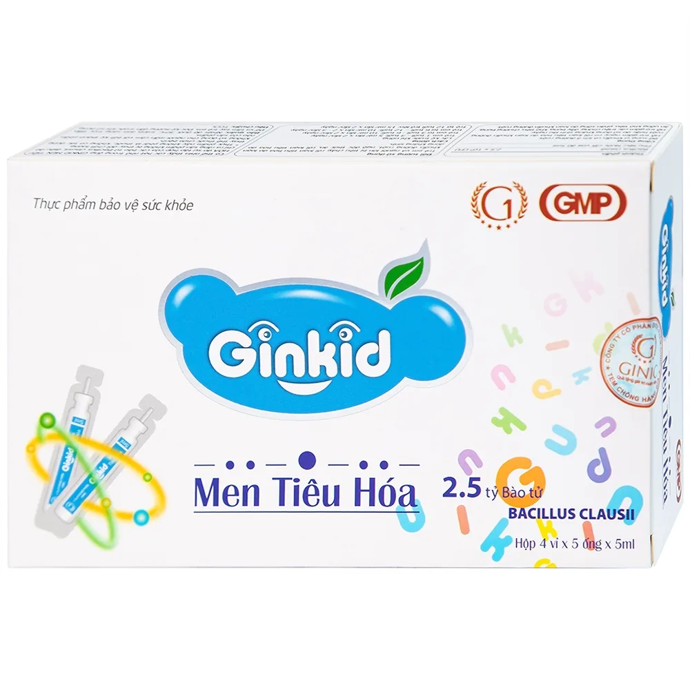 Hình ảnh Men Tiêu Hoá Ginkid GINIC bổ sung vi khuẩn có ích ở đường ruột (4 vỉ x 5 ống x 5ml)