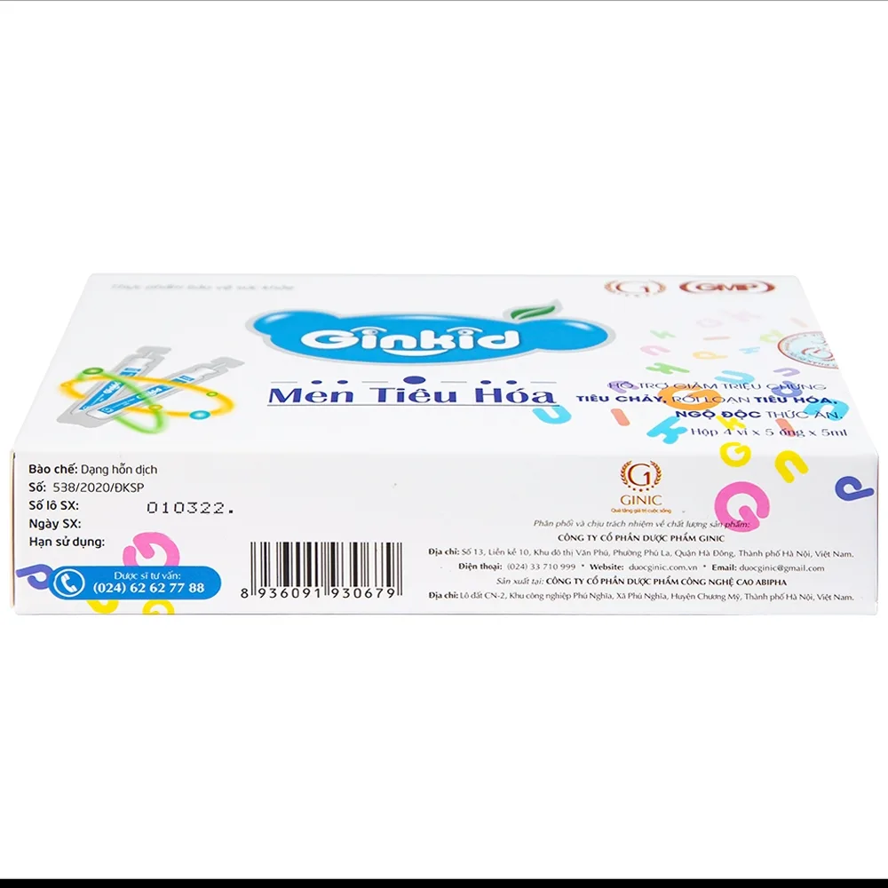 Hình ảnh Men Tiêu Hoá Ginkid GINIC bổ sung vi khuẩn có ích ở đường ruột (4 vỉ x 5 ống x 5ml)