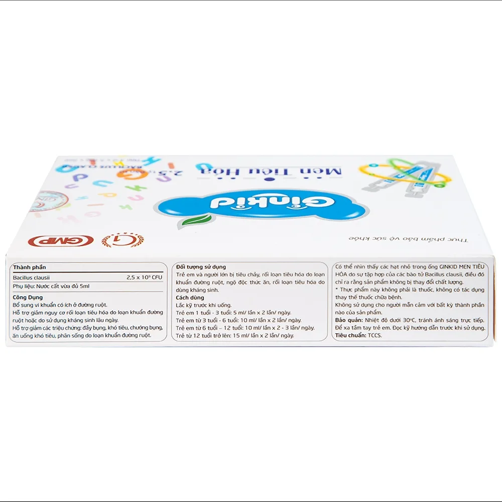Hình ảnh Men Tiêu Hoá Ginkid GINIC bổ sung vi khuẩn có ích ở đường ruột (4 vỉ x 5 ống x 5ml)
