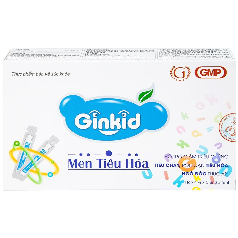 Hình ảnh Men Tiêu Hoá Ginkid GINIC bổ sung vi khuẩn có ích ở đường ruột (4 vỉ x 5 ống x 5ml)