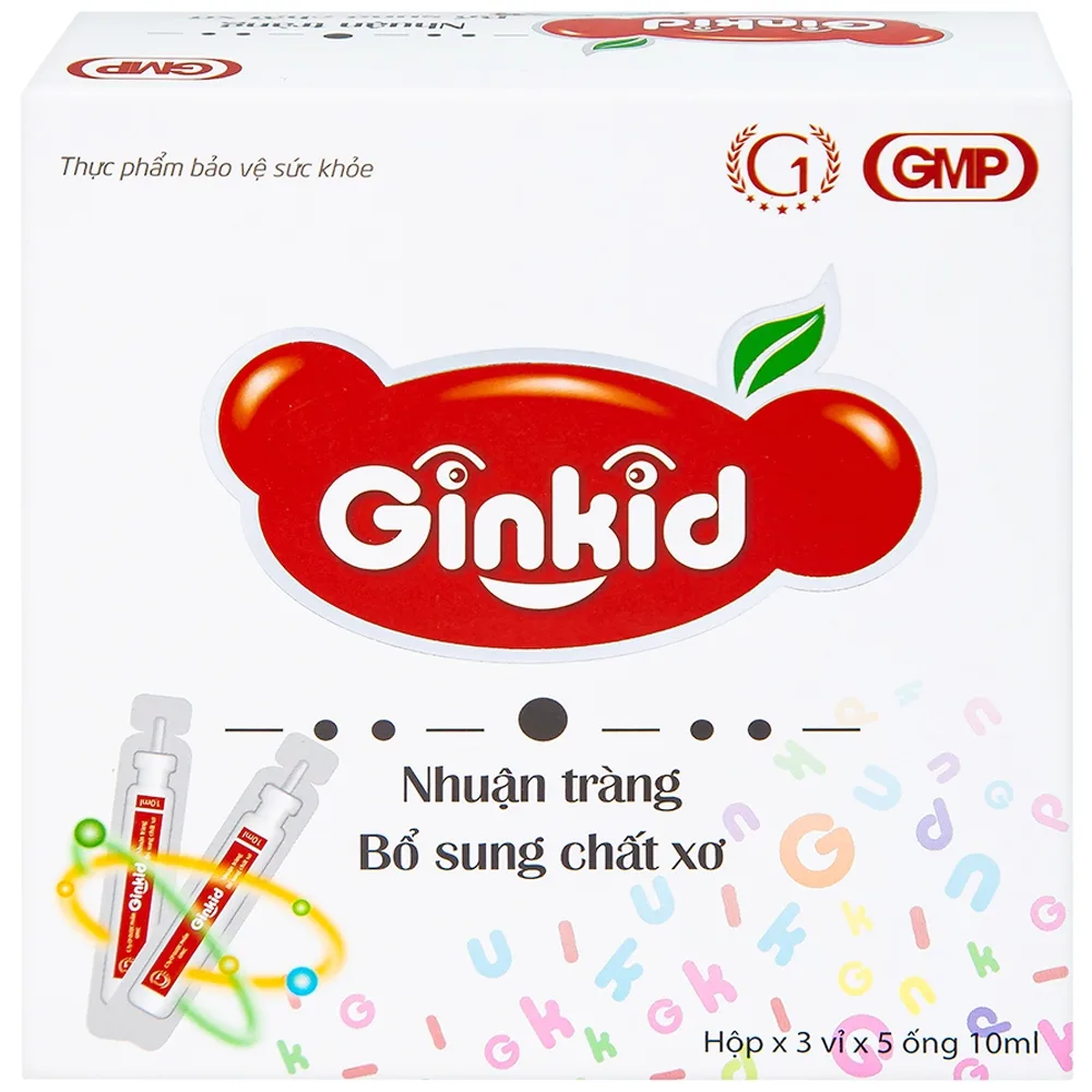Hình ảnh Siro Ginkid GINIC nhuận tràng, bổ sung chất xơ (3 vỉ x 5 ống x 10ml)