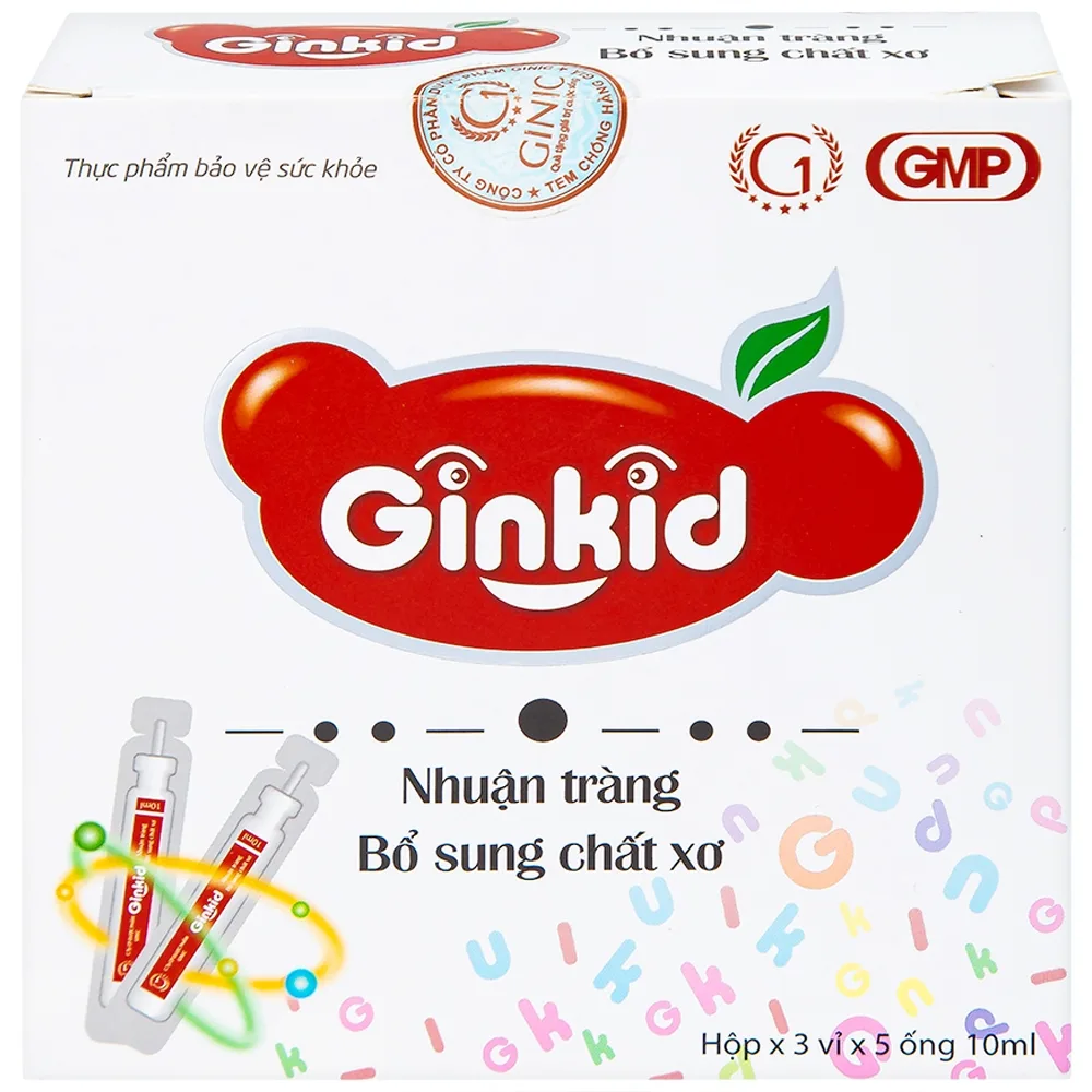 Hình ảnh Siro Ginkid GINIC nhuận tràng, bổ sung chất xơ (3 vỉ x 5 ống x 10ml)