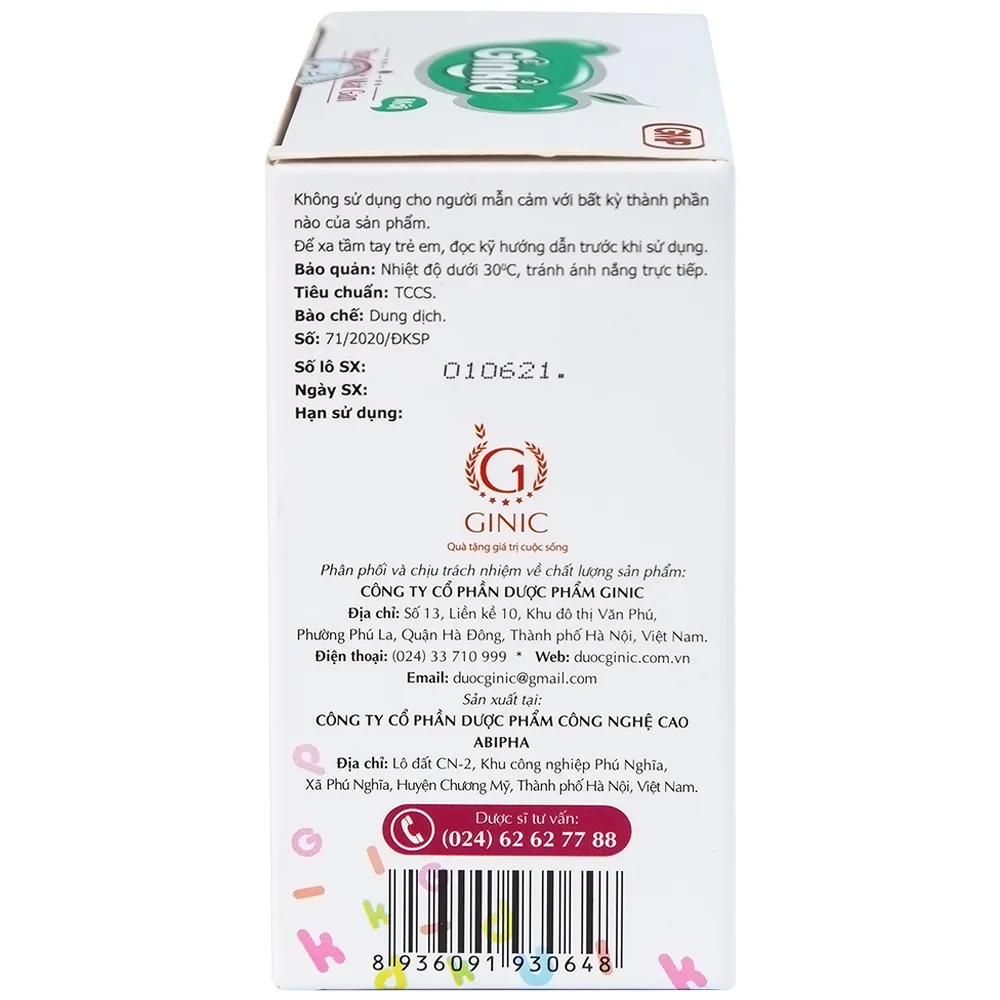 Hình ảnh Siro Ginkid GINIC thanh nhiệt mát gan (4 vỉ x 5 ống x 10ml)