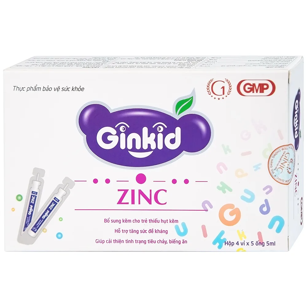 Hình ảnh Siro Ginkid ZinC bổ sung kẽm, hỗ trợ tăng sức đề kháng (4 vỉ x 5 ống x 5ml)
