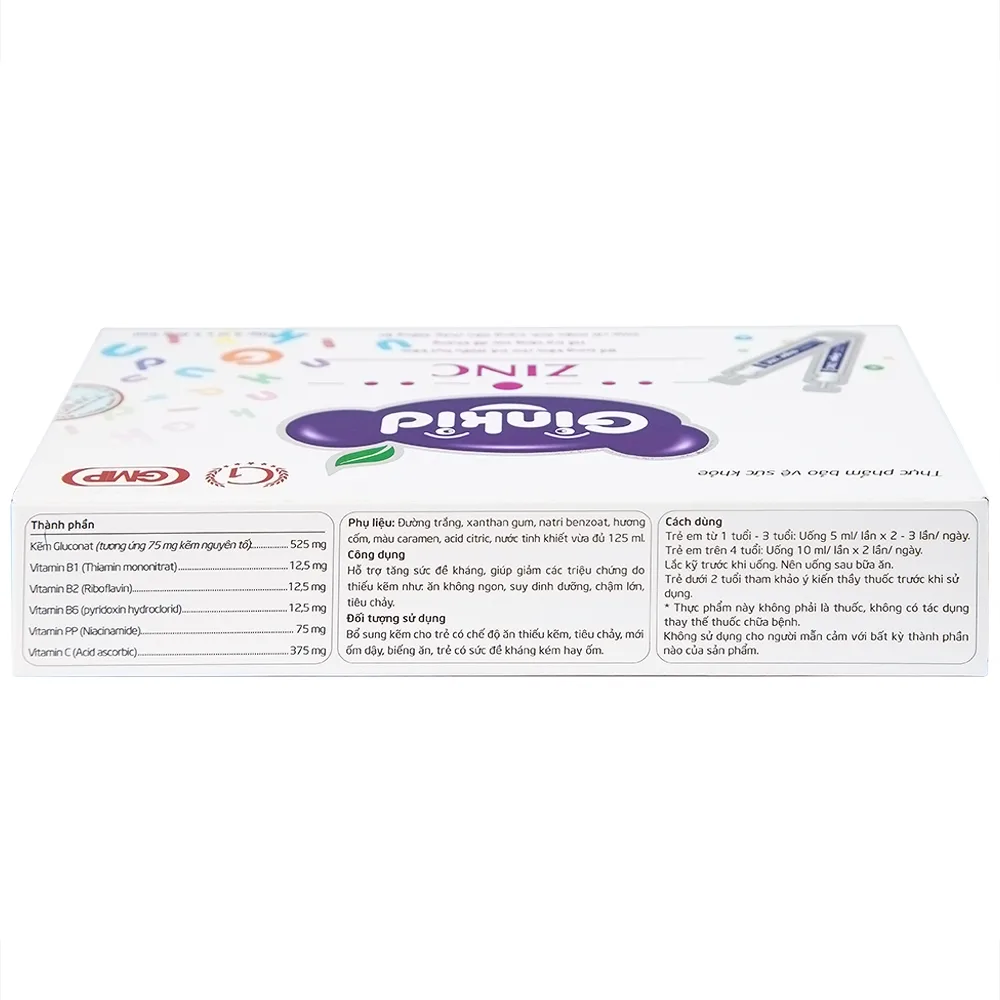 Hình ảnh Siro Ginkid ZinC bổ sung kẽm, hỗ trợ tăng sức đề kháng (4 vỉ x 5 ống x 5ml)