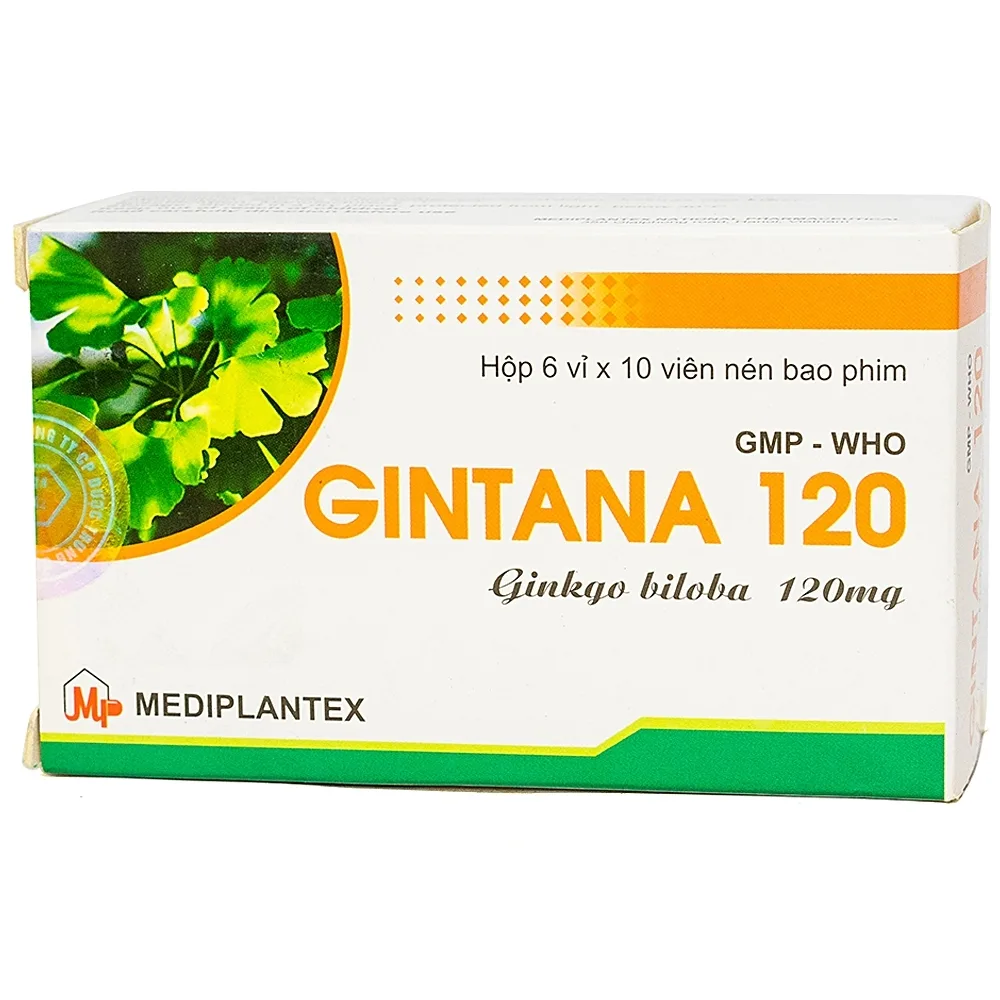 Hình ảnh Thuốc Gintana 120 Mediplantex điều trị tai biến mạch máu não, thiểu năng tuần hoàn não (6 vỉ x 10 viên)