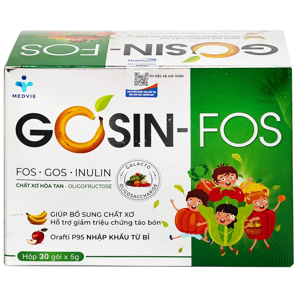 Hình ảnh Bột pha uống Gosin-Fos 5g Medvie bổ sung chất xơ, hỗ trợ giảm triệu chứng táo bón (30 gói)