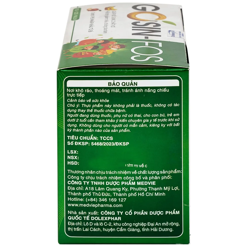 Hình ảnh Bột pha uống Gosin-Fos 5g Medvie bổ sung chất xơ, hỗ trợ giảm triệu chứng táo bón (30 gói)