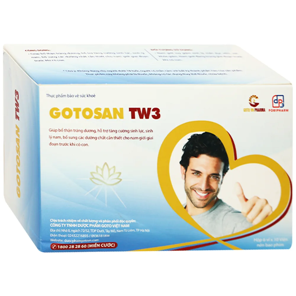 Hình ảnh Viên uống Gotosan TW3 Foripharm hỗ trợ bổ thận tráng dương, tăng cường sinh lực, sinh lý nam (3 vỉ x 10 viên)