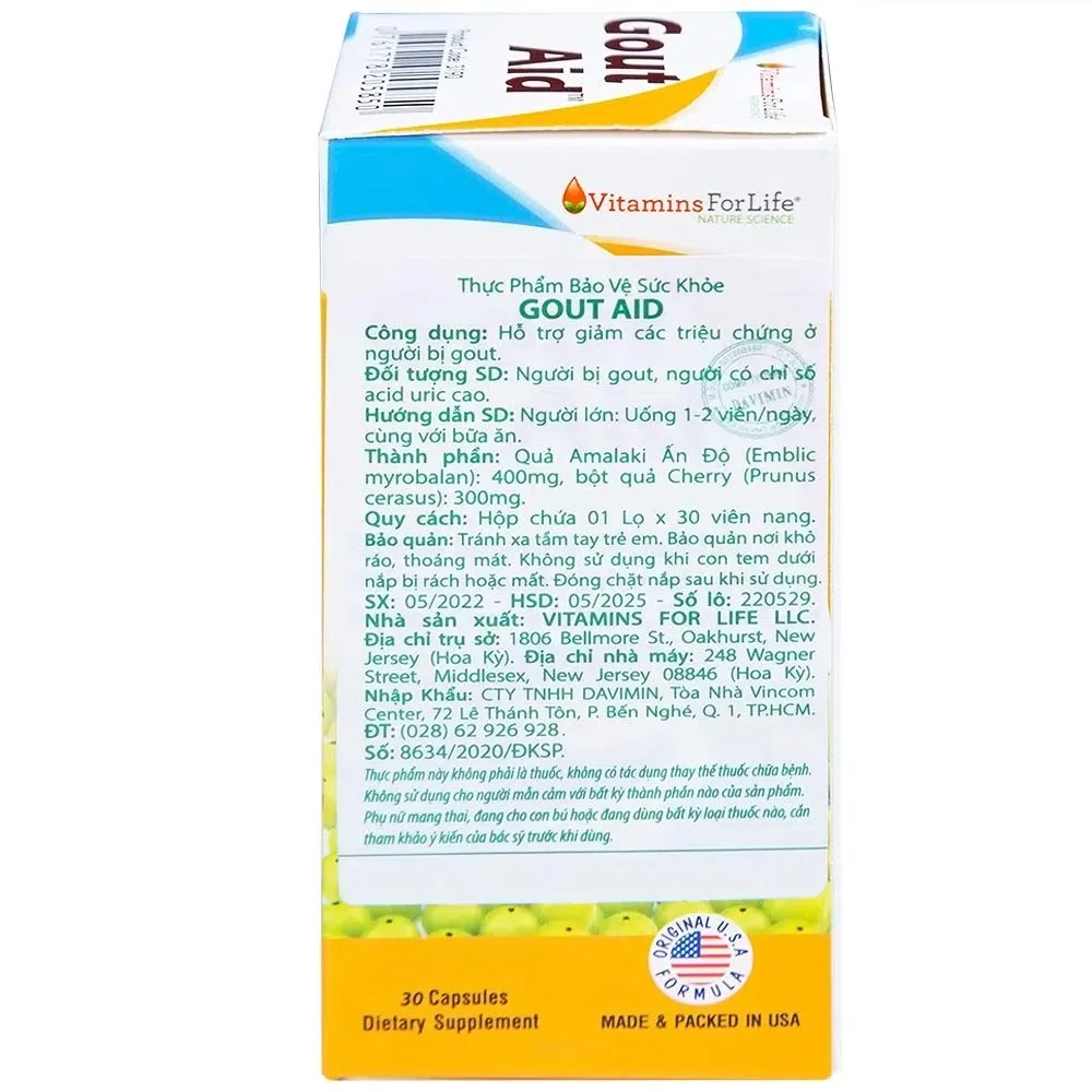 Hình ảnh Viên uống Gout Aid Vitamins For Life hỗ trợ giảm triệu chứng ở người bị gout (30 viên)