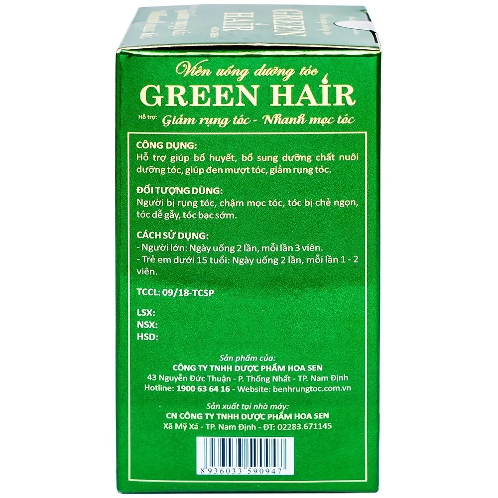 Hình ảnh Viên uống Green Hair Hoa Sen bổ huyết, bổ sung dưỡng chất nuôi dưỡng tóc (60 viên)