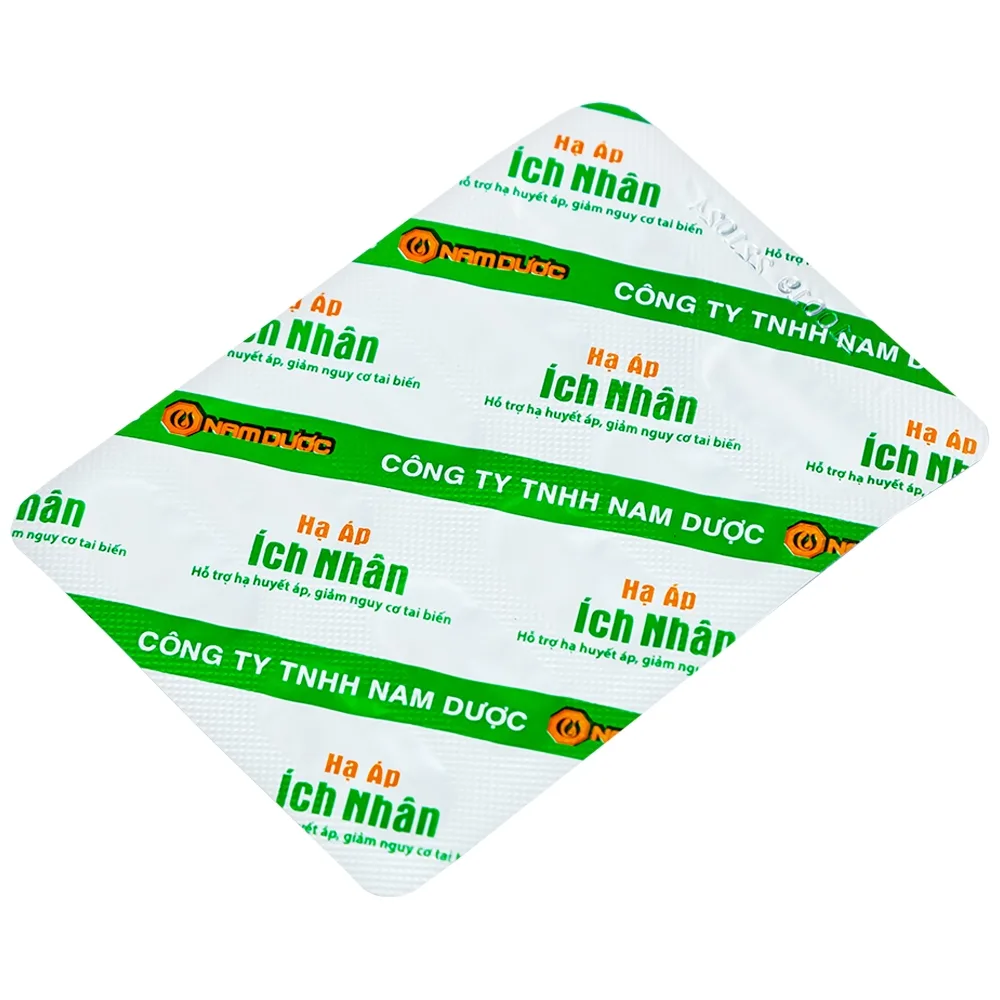 Hình ảnh Viên uống Hạ Áp Ích Nhân Nam Dược hỗ trợ hạ huyết áp, giảm nguy cơ tai biến (4 vỉ x 10 viên)