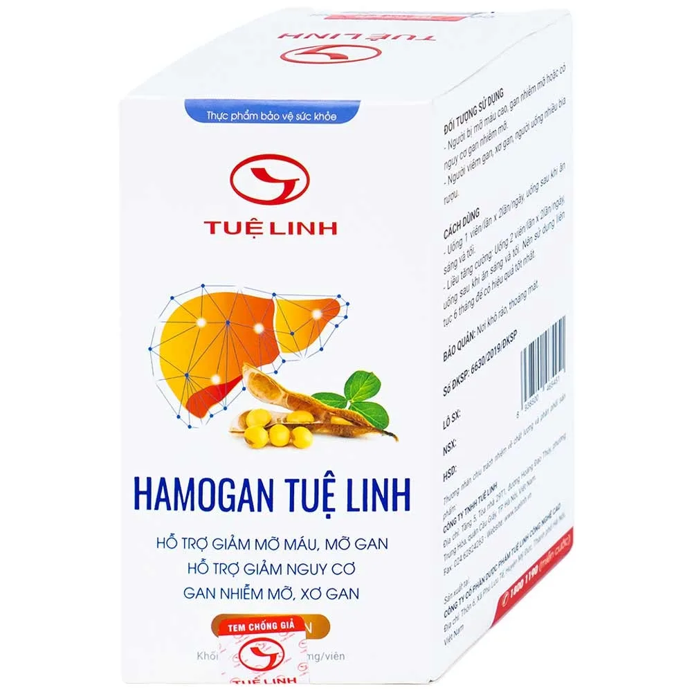 Hình ảnh Viên uống giải độc gan Hamogan Tuệ Linh hỗ trợ giảm mỡ máu, mỡ gan (30 viên)