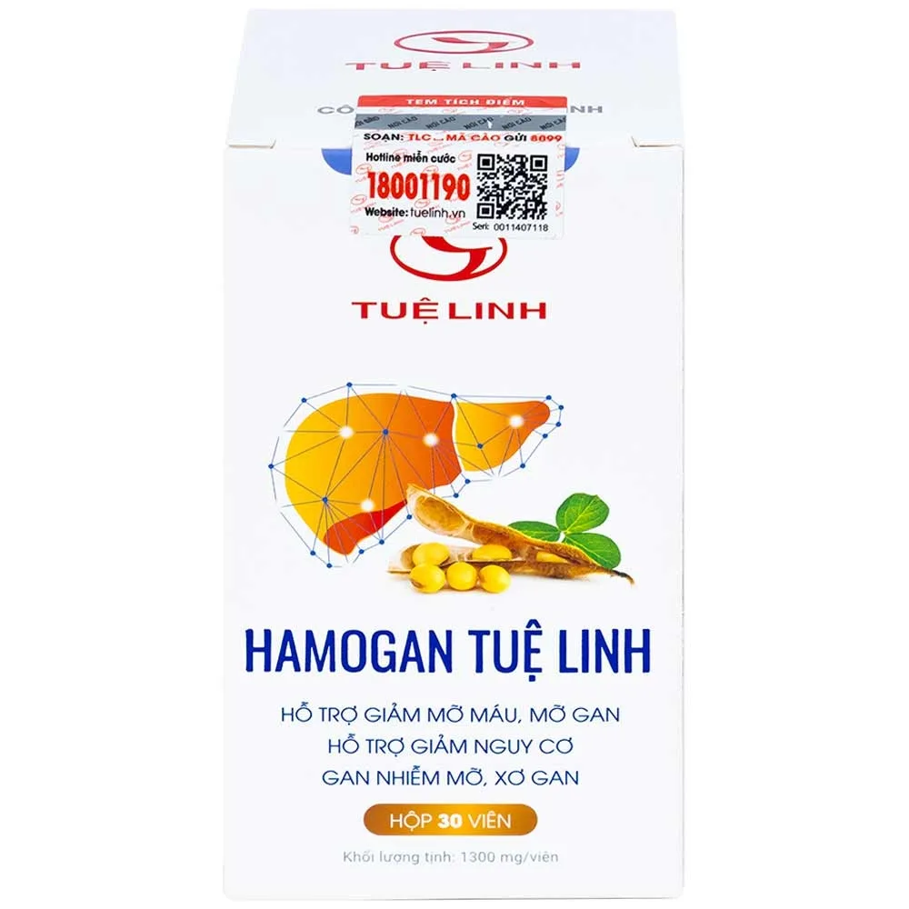 Hình ảnh Viên uống giải độc gan Hamogan Tuệ Linh hỗ trợ giảm mỡ máu, mỡ gan (30 viên)