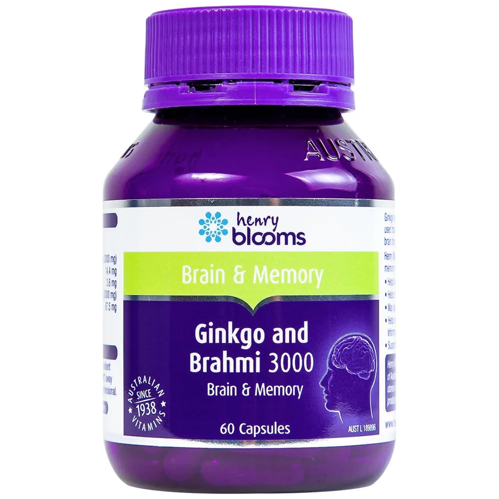 Hình ảnh Viên uống Ginkgo And Brahmi 3000 Henry Blooms hỗ trợ hoạt huyết (60 viên)