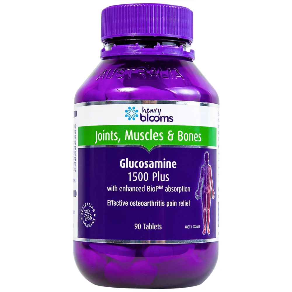 Hình ảnh Viên uống Glucosamine 1500 Plus Henry Blooms hỗ trợ tăng tiết dịch khớp, bảo vệ màng sụn khớp (90 viên)