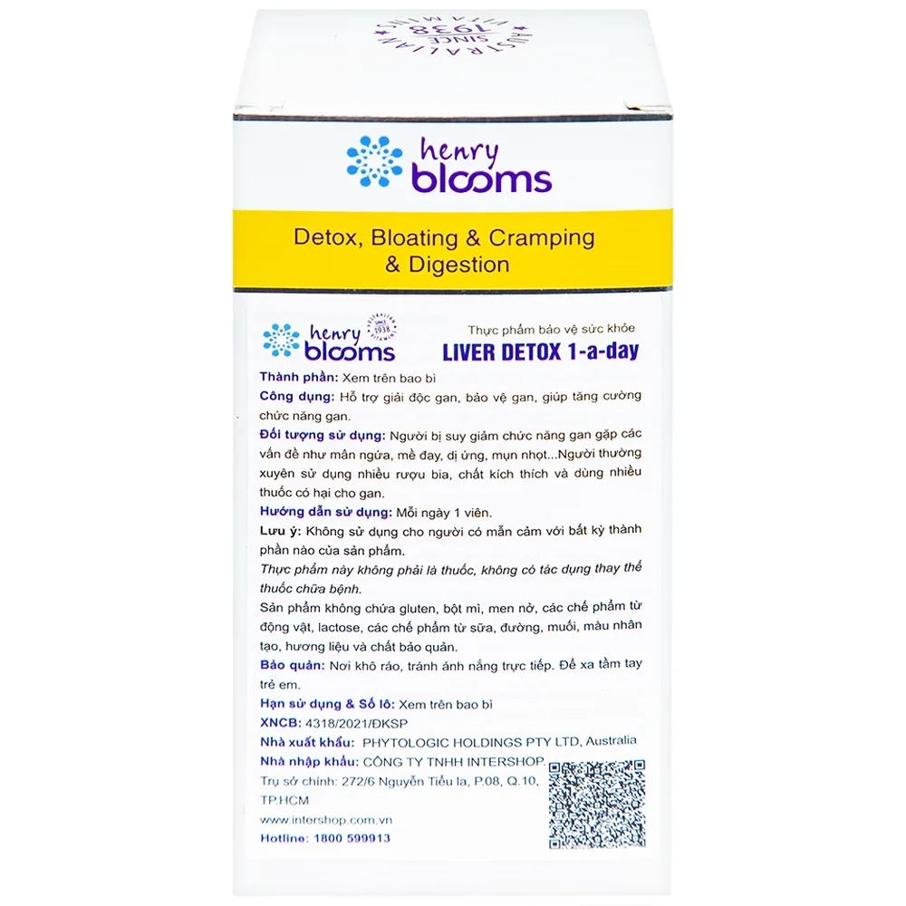 Hình ảnh Viên uống Liver Detox 1-A-Day Henry Blooms hỗ trợ giải độc gan, bảo vệ gan (60 viên)