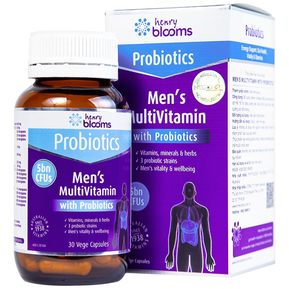 Hình ảnh Viên uống Men's Multivitamin With Probiotics Henry Blooms cung cấp năng lượng và chất dinh dưỡng cần thiết (30 viên)