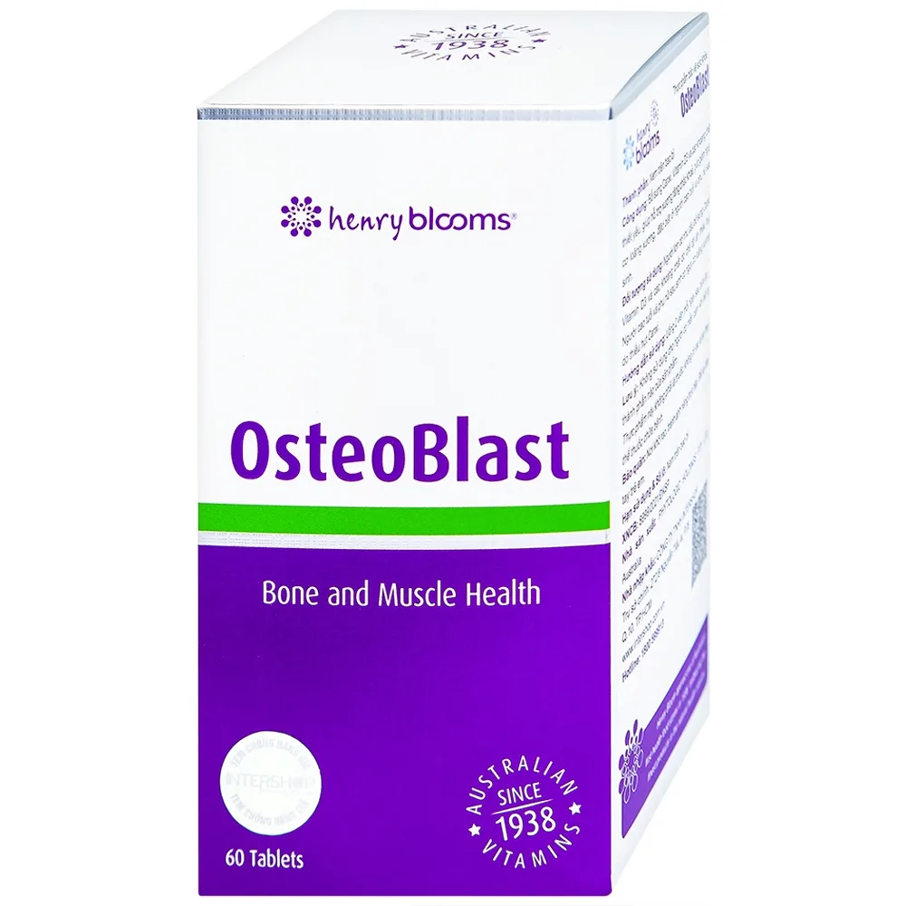 Hình ảnh Viên uống OsteoBlast Henry Blooms bổ sung Canxi, Vitamin D3 và khoáng chất thiết yếu (60 viên)