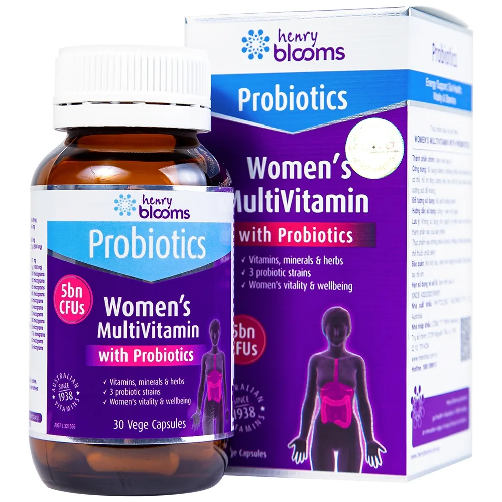 Hình ảnh Viên uống Women's Multivitamin With Probiotics Henry Blooms cung cấp năng lượng và chất dinh dưỡng cần thiết (30 viên)