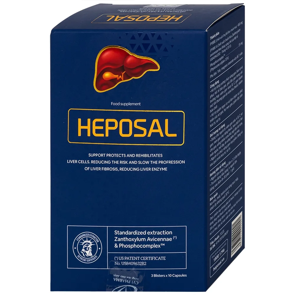 Hình ảnh Viên uống Heposal hỗ trợ tăng cường chức năng gan, bảo vệ và phục hồi tế bào gan (3 vỉ x 10 viên)