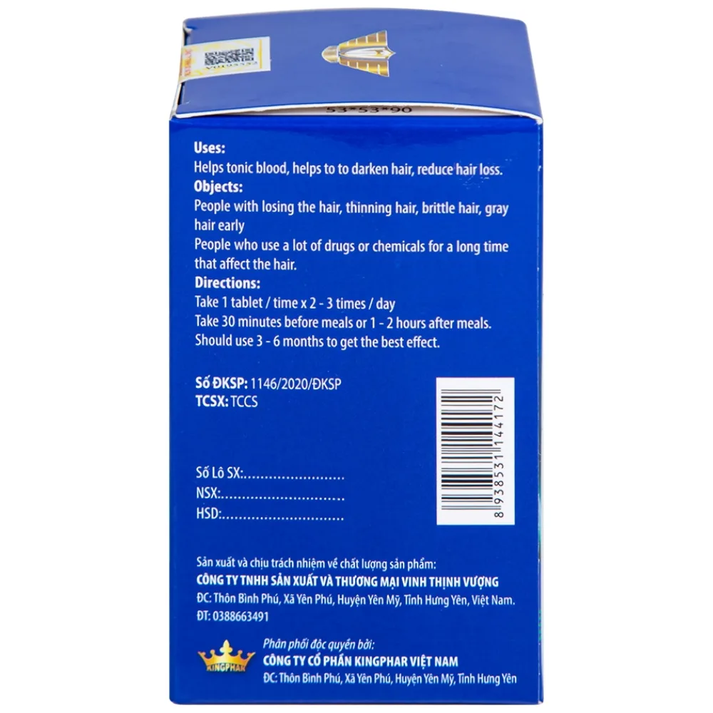Hình ảnh Viên uống Herba Hair Kingphar bổ huyết, hỗ trợ làm đen tóc (60 viên)
