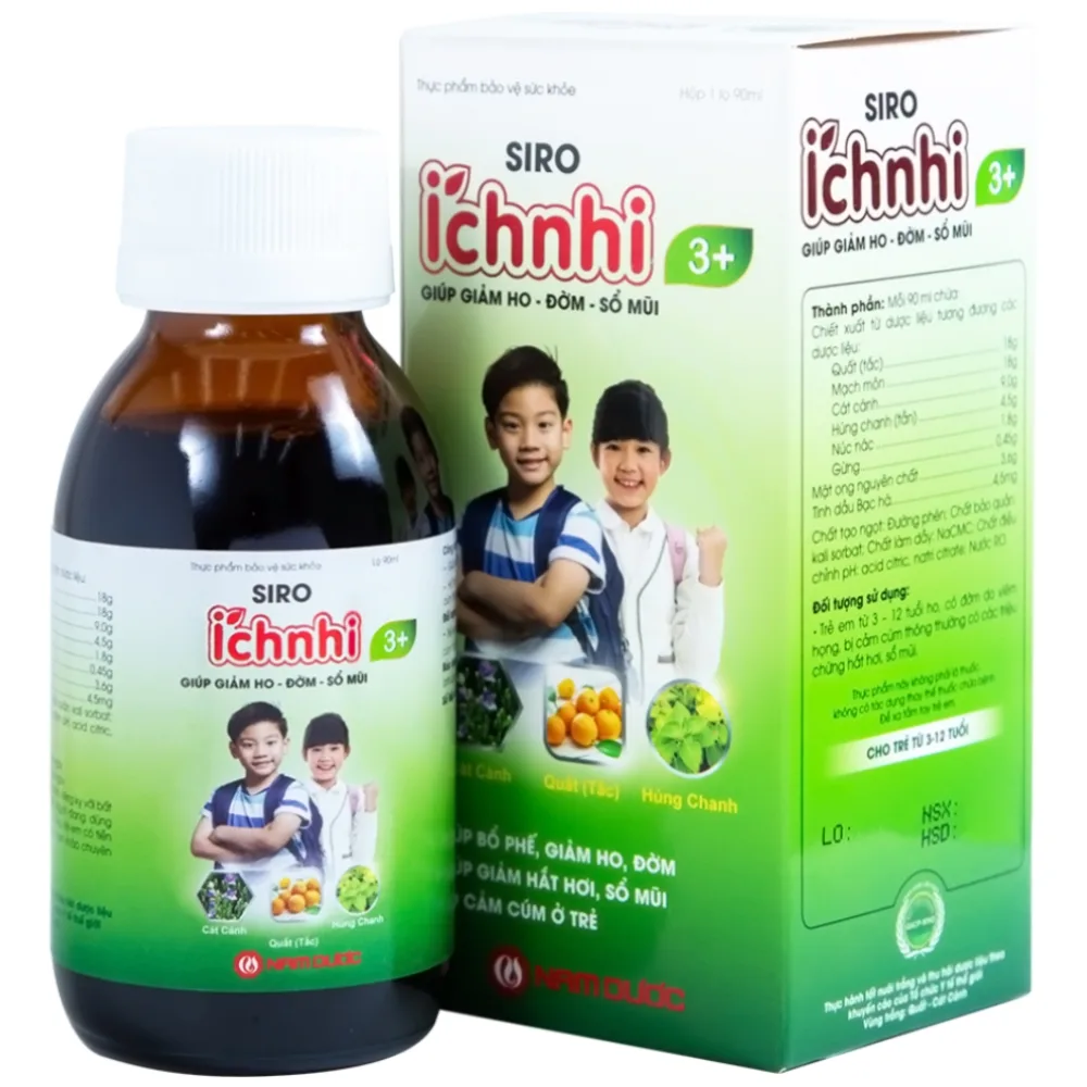 Hình ảnh Siro Ích nhi 3+ Nam Dược giúp giảm ho, đờm, sổ mũi (90ml)