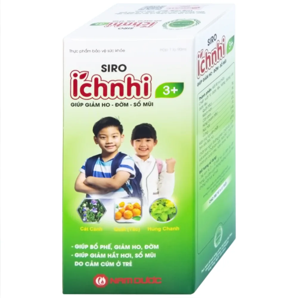 Hình ảnh Siro Ích nhi 3+ Nam Dược giúp giảm ho, đờm, sổ mũi (90ml)