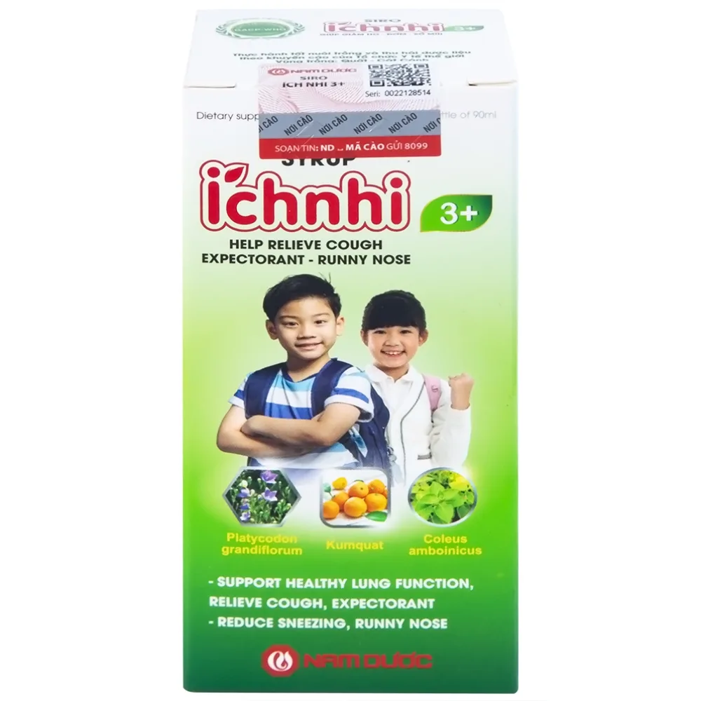 Hình ảnh Siro Ích nhi 3+ Nam Dược giúp giảm ho, đờm, sổ mũi (90ml)