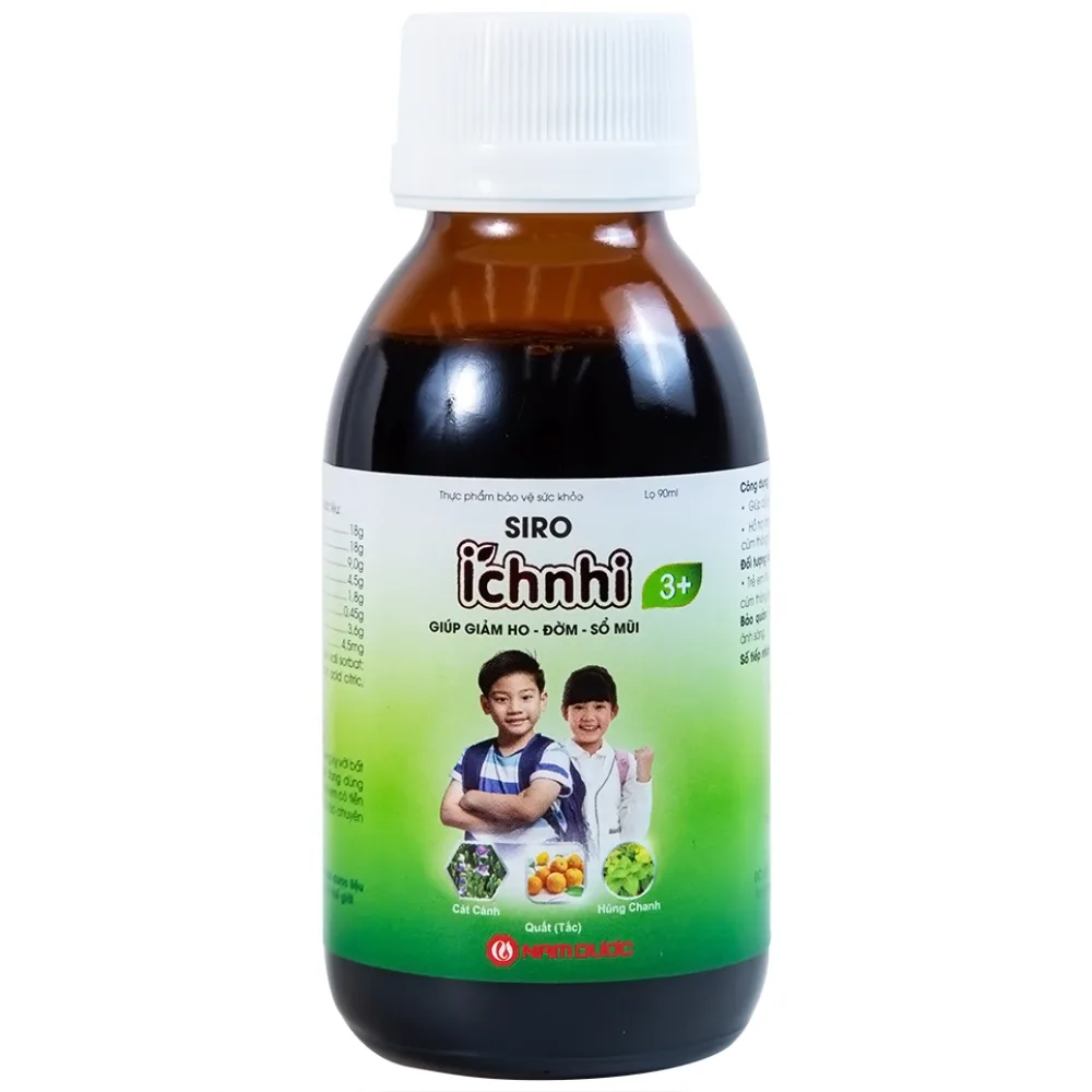 Hình ảnh Siro Ích nhi 3+ Nam Dược giúp giảm ho, đờm, sổ mũi (90ml)