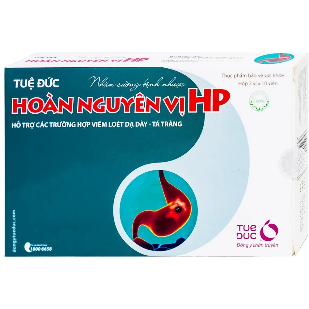 Hình ảnh Viên uống Hoàn Nguyên Vị HP Tuệ Đức hỗ trợ các trường hợp viêm loét dạ dày, tá tràng (2 vỉ x 10 viên)