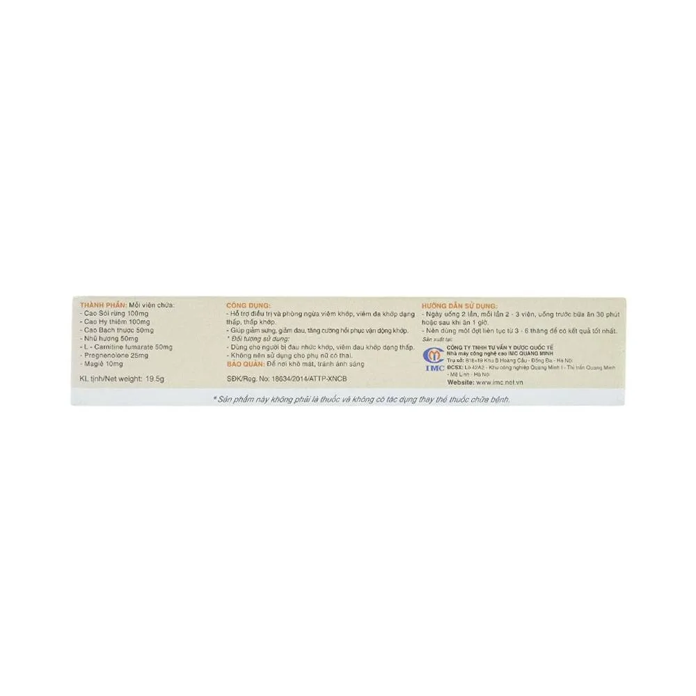 Hình ảnh Viên uống Hoàng Thấp Linh hỗ trợ điều trị và phòng ngừa viêm khớp, viêm đa khớp dạng thấp (3 vỉ x 10 viên)