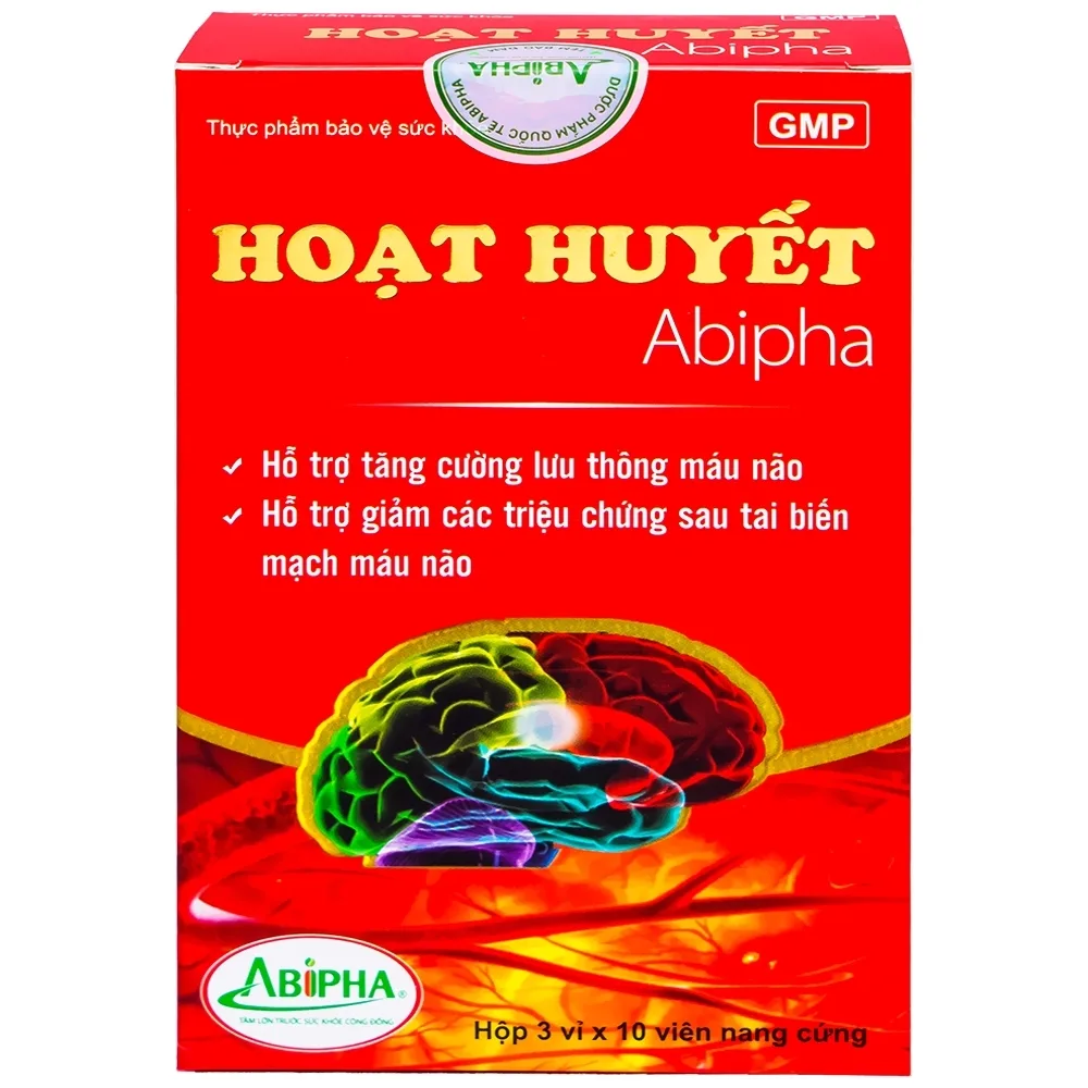 Hình ảnh Viên uống Hoạt Huyết Abipha hỗ trợ tăng cường lưu thông máu não (3 vỉ x 10 viên)