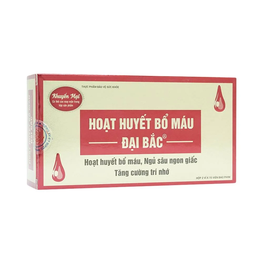 Hình ảnh Viên uống Hoạt Huyết Bổ Máu Đại Bắc tăng cường lưu thông máu (2 vỉ x 15 viên)
