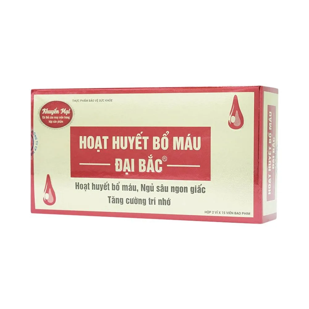 Hình ảnh Viên uống Hoạt Huyết Bổ Máu Đại Bắc tăng cường lưu thông máu (2 vỉ x 15 viên)