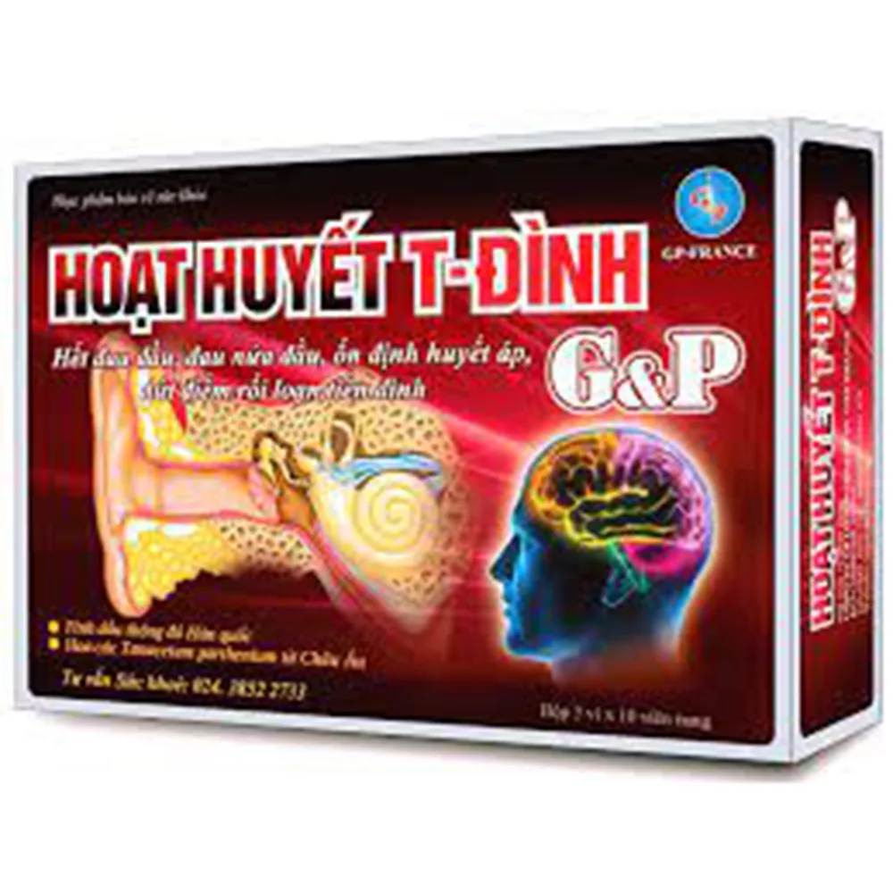 Hình ảnh Viên uống Hoạt Huyết T-Đình G&P hỗ trợ điều trị đau đầu, đau nửa đầu, ổn định huyết áp (3 vỉ x 10 viên)