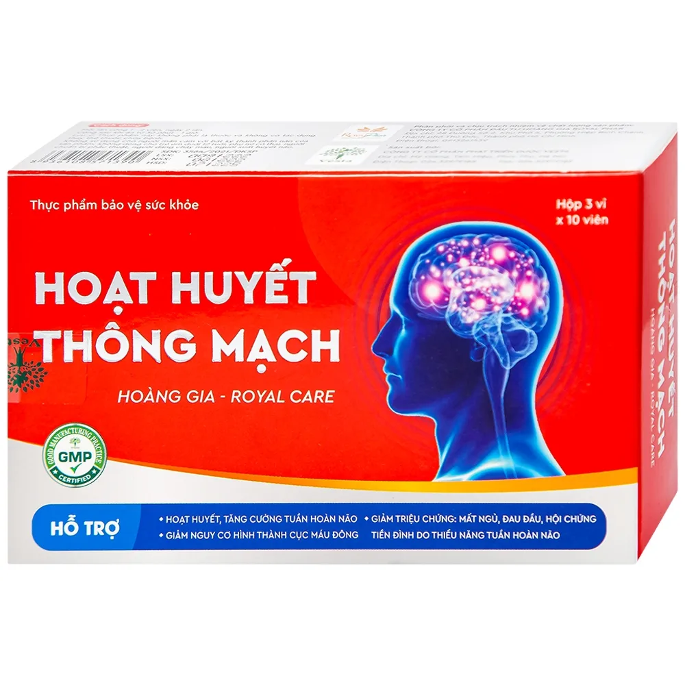 Hình ảnh Viên uống Hoạt Huyết Thông Mạch Hoàng Gia Royal Care tăng cường tuần hoàn não (3 vỉ x 10 viên)
